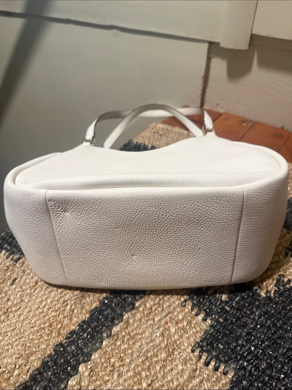 kate spade White Pebbled Leather Hobo Shoulder Bag with Gold Hardware